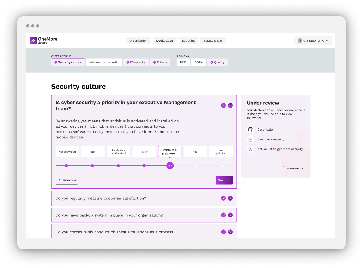 One More secure - display of interface