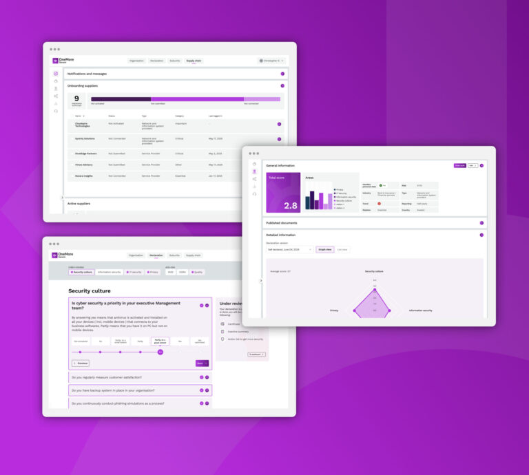 One more secure - overview of several screens in the saas service