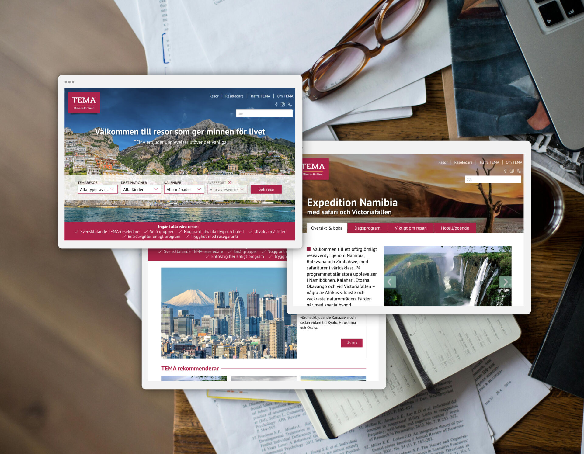 Några av Temaresors webbsidor